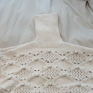 Zara Cream Textured Turtleneck Sweater